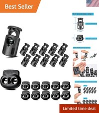 Tteebmi 20PCS Cord Locks for Drawstrings   10 Single Hole and 10 Double Hole Spr
