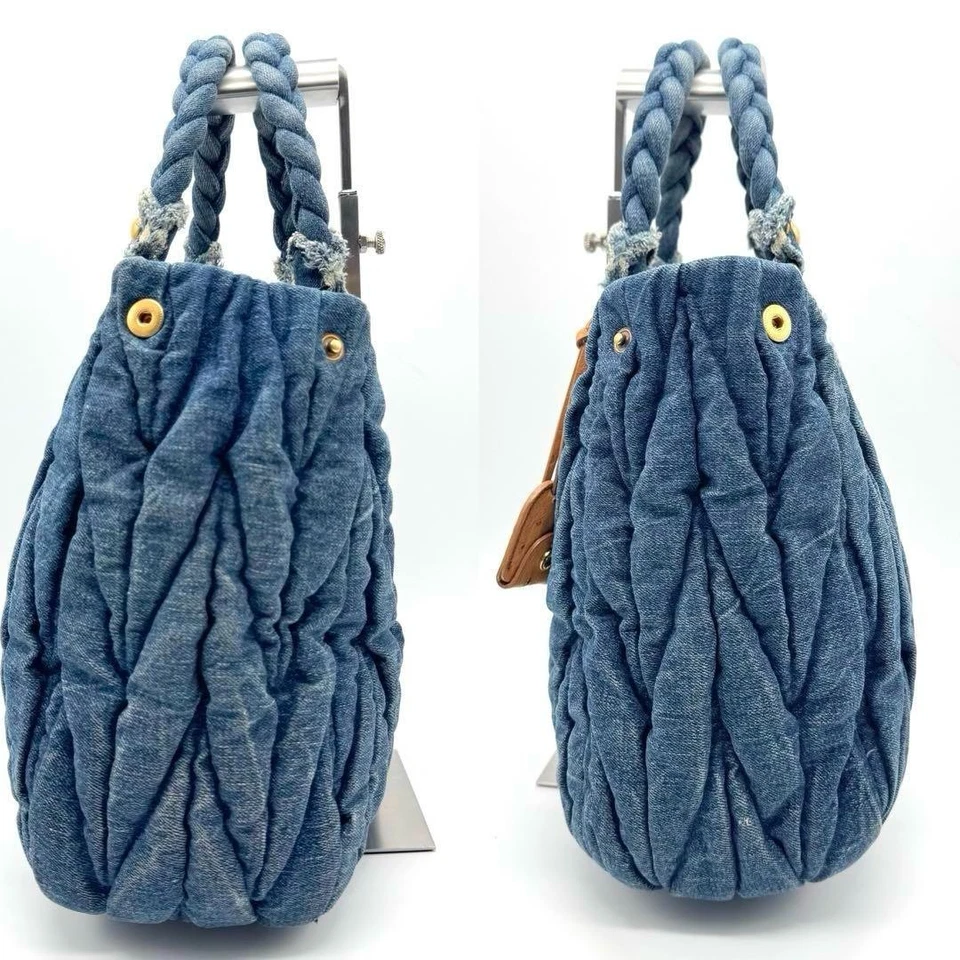 Bolso de Mano Miu Miu Bolso de Hombro Bandolera Denim Azul Usado Bolso de Mano de 2 Vías Foto 4 de 4