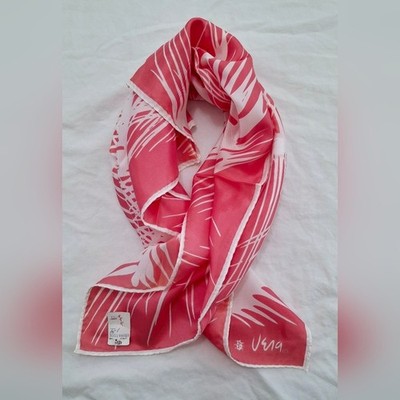 Brand New Vintage 70's 80's Vera Neumann Pink Abstract Palm Leaf Square Scarf
