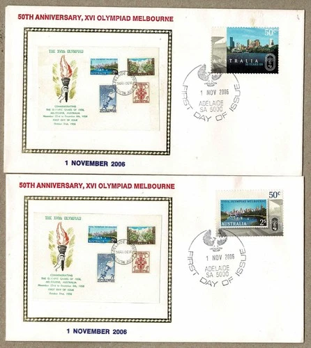 Australia 2006 BERGEN 50th Anniversary XVI Melbourne Olympic Games FDC Cover x2