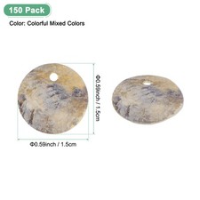 150-Pack 15 mm Flat Round Shell Coin Drop Charm Bead Colorful Mixed Colors