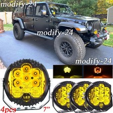 4X Fit Jeep JK JL Rubicon 7" LED Round Offroad Driving Lights Pods Headlights
