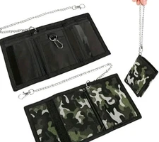 Mens Camouflage Wallet With Key Ring Trifold Detachable Chain Hunters,outdoors 