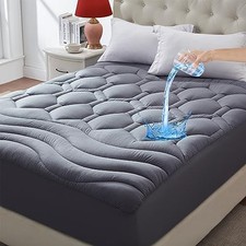 Size Mattress Pad Waterproof, Cooling Mattress Topper for Double Bed, Full Grey