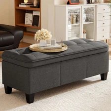 47 Inches Ottoman with Storage, Storage Bench with Legs, Ottomans for Living Roo