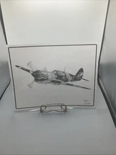 Curtiss P-40 Warhawk Military Airplane Dale Adkins Pencil Art 11x14