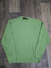 Jos A Bank Signature Green Cotton Knit Sweater XL Office Business Casual Preppy