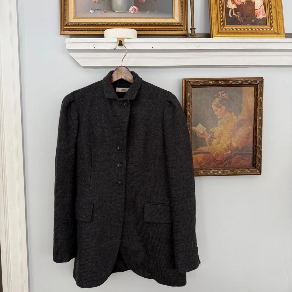 Abrigo Blazer Prada 100% Lana Virgen Longline Montar — Talla IT 46 (EE. UU. ~10) Foto 4 de 4
