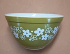 Vintage Pyrex Mixing Bowl 401 Spring Blossom Green Crazy Daisy 1-1/2 pint