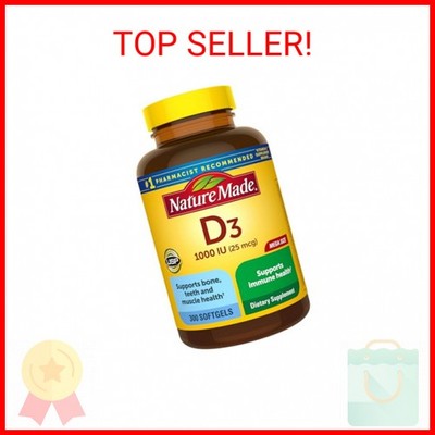 Nature Made Vitamin D3 1000 IU (25 mcg), Vitamin D Supplement for Bone, Teeth, M