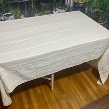 Large 88"x 60" Cream/Ecru Tablecloth, Rectangle, Beautiful