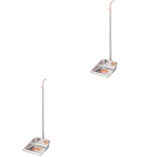 2 Pieces Stainless Steel Garbage Bin Office Dustpan Long Handle Dustpans - Afbeelding 7 van 12