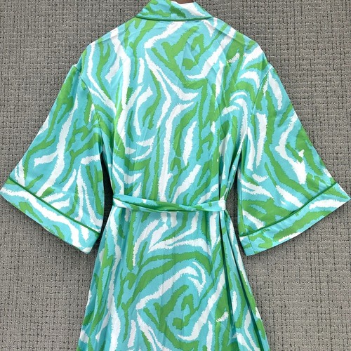 Diane Von Furstenberg Target Robe Womens Size XS Green Long Satin Disco Zebra - Picture 4 of 9