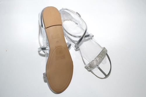 Silver Rhinestone Strap Sandals, Size 11 - Picture 4 of 4