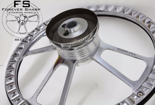 14" Billet Aluminum Black Half Wrap Steering Wheel Set Chevy GMC 1960-69 Trucks - Bild 3 von 3