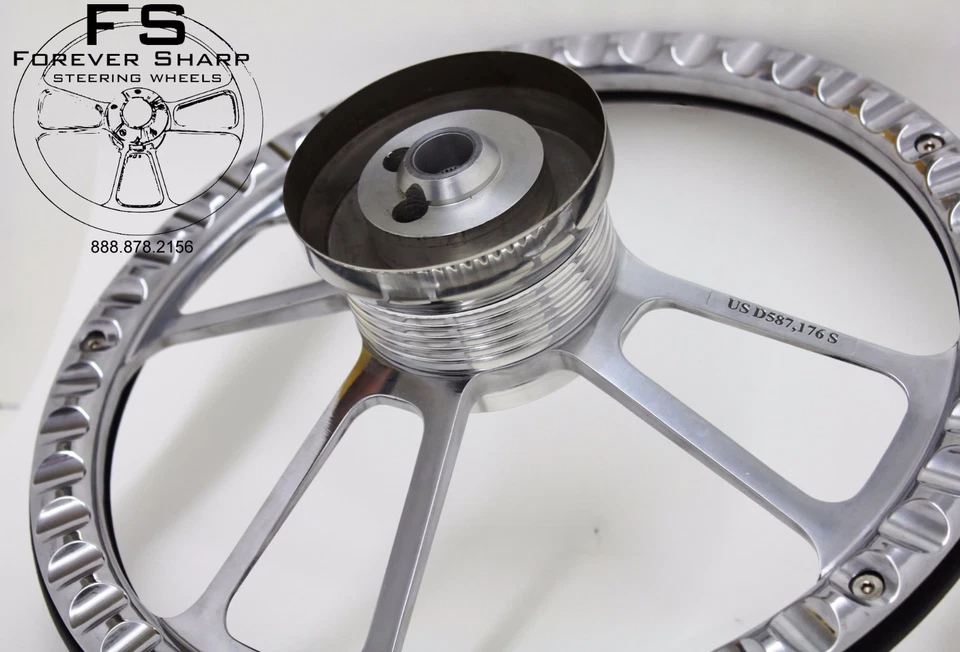 Juego de volante de aluminio negro medio envolvente Billet de 14" para camionetas Chevy GMC 1960-69 Foto 3 de 3