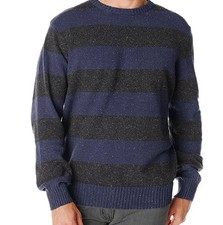 Dockers Men's Cotton Blend Crew Neck Striped Pullover Sweater Blue Gray NEW, L
