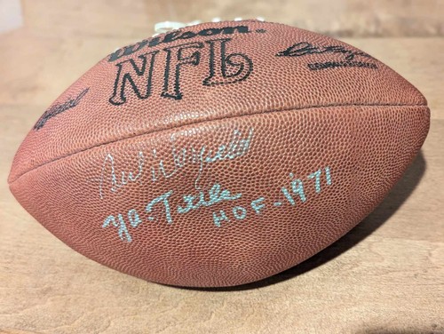 Y.A. TITTLE & PAUL WARFIELD DUAL WILSON NFL GENUINE FOOTBALL AUTOGRAPH PSA/DNA