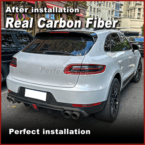 For Porsche Macan Turbo 2014-21 REAL CARBON Rear Bumper Diffuser Lip Brake Light - Bild 2 von 12