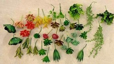 LOT OF 38 MISCELLANEOUS RUBBER ARTIFICIAL FLOWERS AND LEAVES PICKS HEAVY DUTY