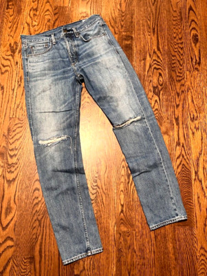 Rag & Bone Winthrop Fit 2 Mens Jeans 33 x 31.5 Distressed Slim Button Fly