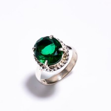 Natural Green Emerald Gemstone 925 Sterling Silver Handmade Beautiful Ring,,