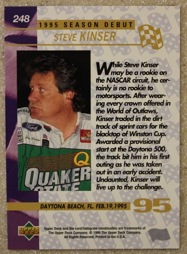 1995 Upper Deck Motorsports Racing STEVE KINSER Electric Gold SSP card #248 - Picture 2 of 2