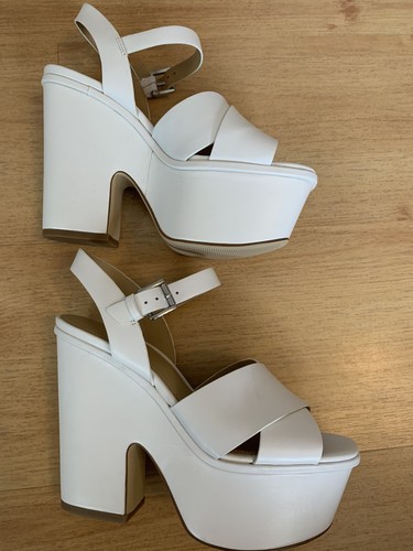 New MICHAEL KORS white leather wedges 