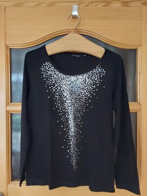 Mark Adam Damen Long- Shirt festlich,  schwarz Silber Gr.L Bw 46cm