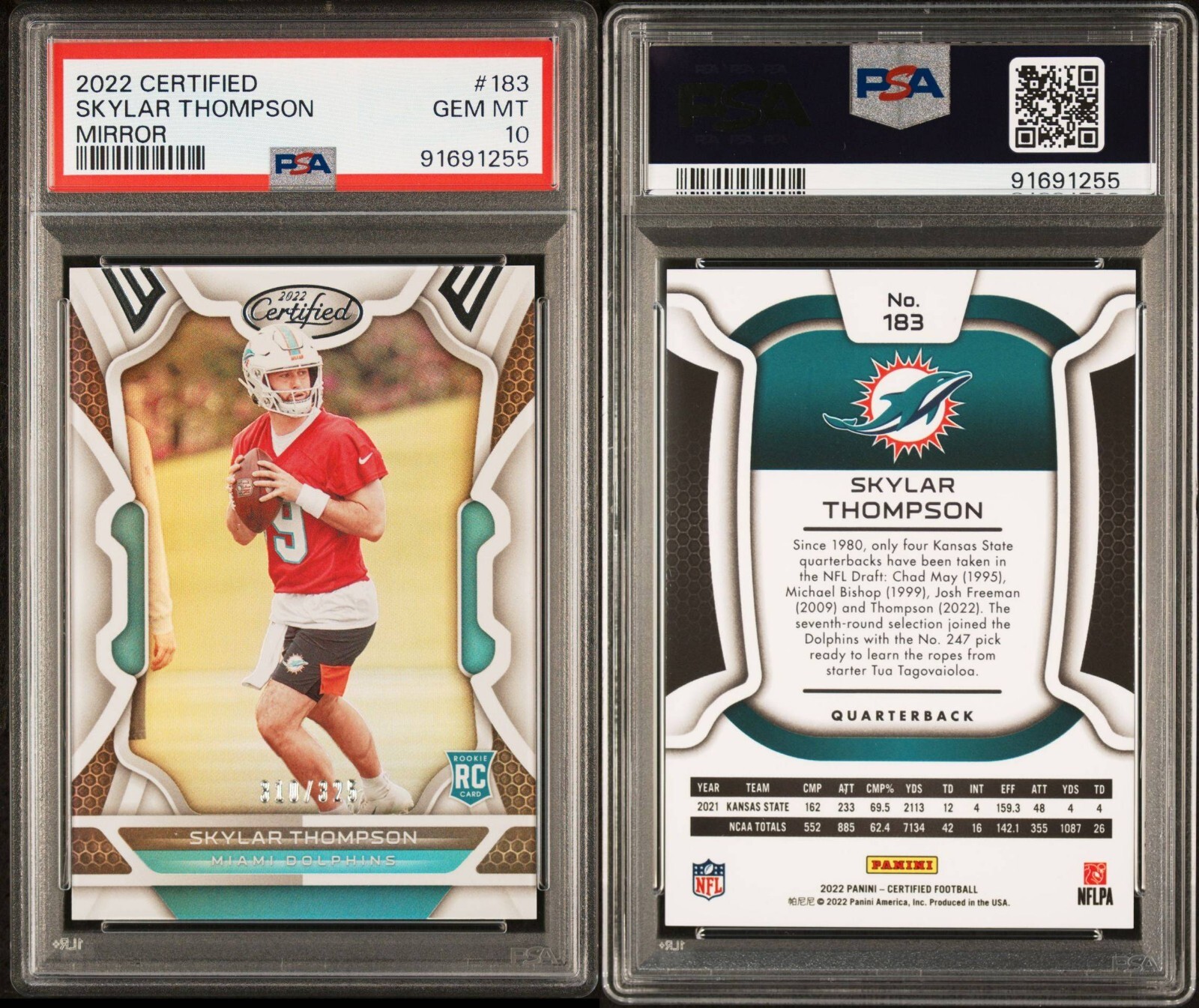 2022 Panini Certified - Rookies Mirror #183 Skylar Thompson /325 (RC)