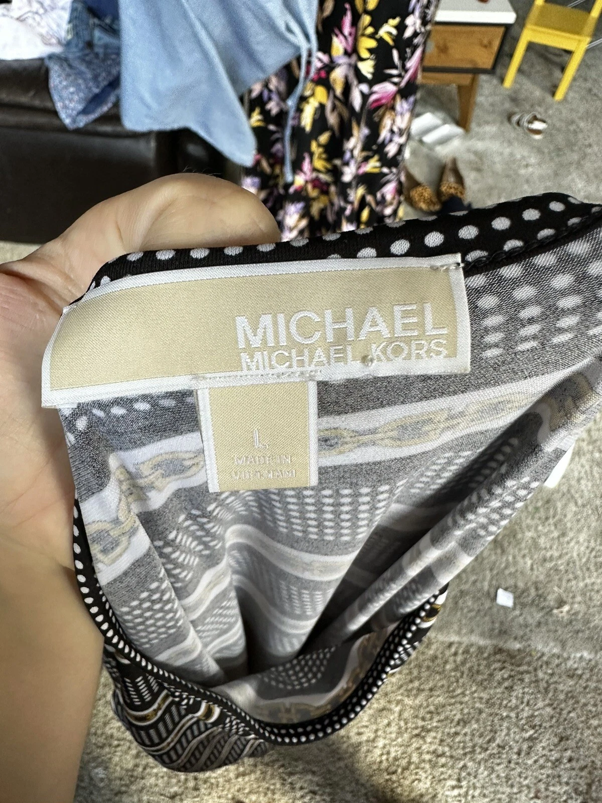 Abito Michael Kors taglia L equitazione modesto carriera artistica vestibilità ampia collo alto