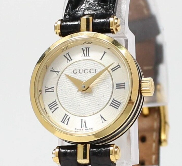 [Presque comme neuve] Montre femme vintage GUCCI 2040L 22mm cadran blanc or quartz romain