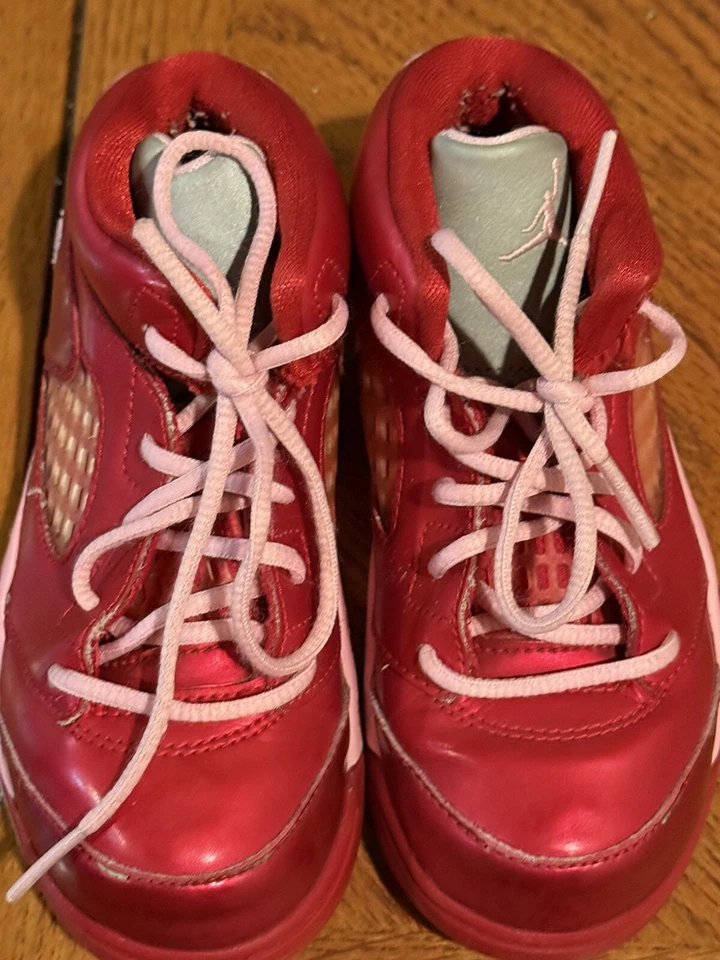 Jordan Niñas 5 Retro Día de San Valentín Tenis Talla 10v Rojo Rosa Foto 4 de 4