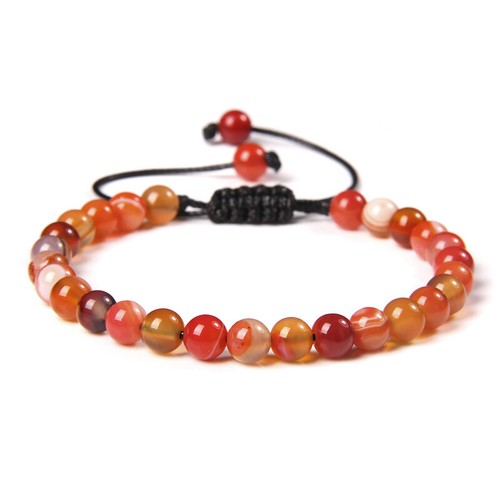 Bracciale Regolabile Perline In Pietra Naturale 6MM Tessuto Rotondo Fatto a Mano - Foto 67 di 104