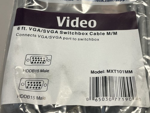 StarTech.com 6ft/1.8m VGA/SVGA Switchbox Cable HD MXT101MM - New - Picture 2 of 3