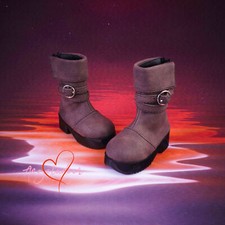 1/4 1/3 BJD Brown Nubuck Doll Shoes Retro Short Boots Buckle Flanging Shoes Top