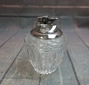 lighter crystal glass table cigarette clear cut chrome lighters