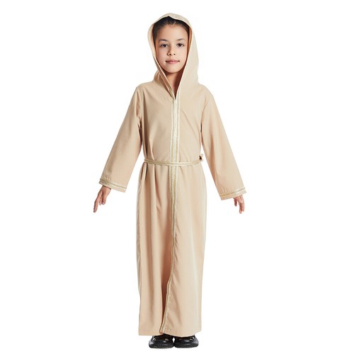 Muslim Girls Kids Hooded Long Dress Abaya Islamic Girls Kaftan Ramadan Robe Arab - Picture 5 of 49