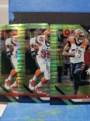 2018 PRIZM NEON GREEN PULSAR MYLES GARRETT X2 AJ GREEN X1 