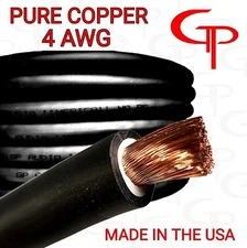 10 ft TRUE AWG 4 Gauge OFC COPPER BLACK Power Wire Ground Cable GP Car Audio