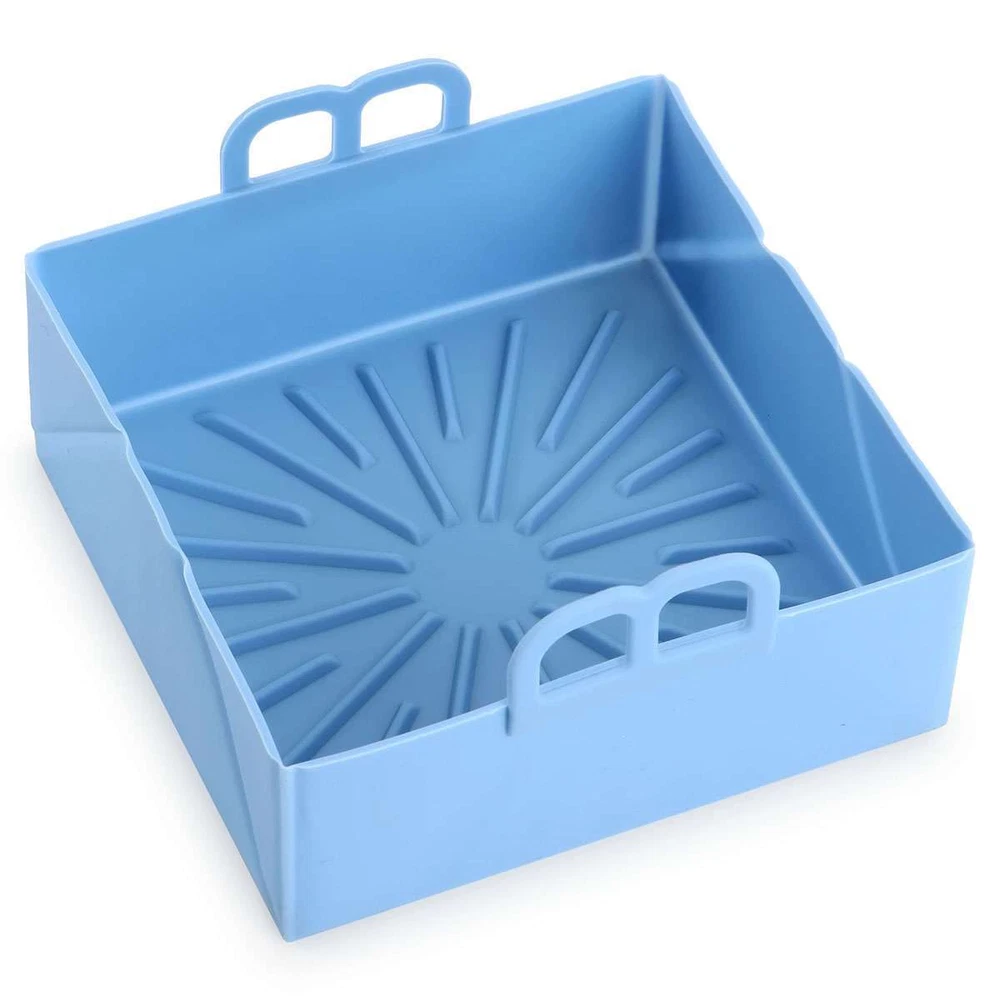 Air Fryer Silicone Pot Basket Non-Stick Safe Oven Square Baking Tray Foldable