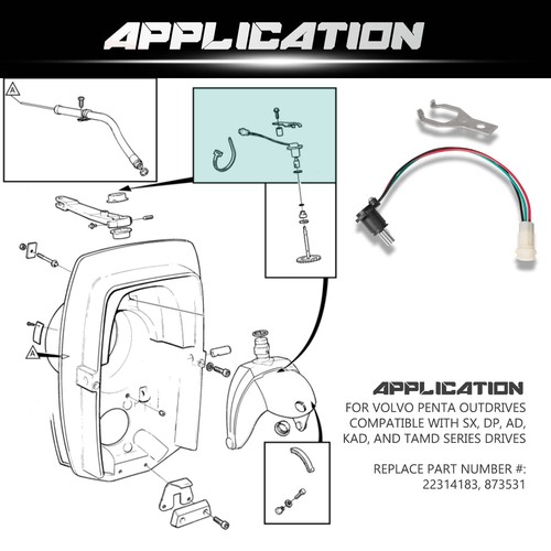 Tilt Trim Sender Kit for Volvo Penta AD/DP/SX/EF/by/LK/KAD/TAMD 22314183 873531 - Picture 2 of 8