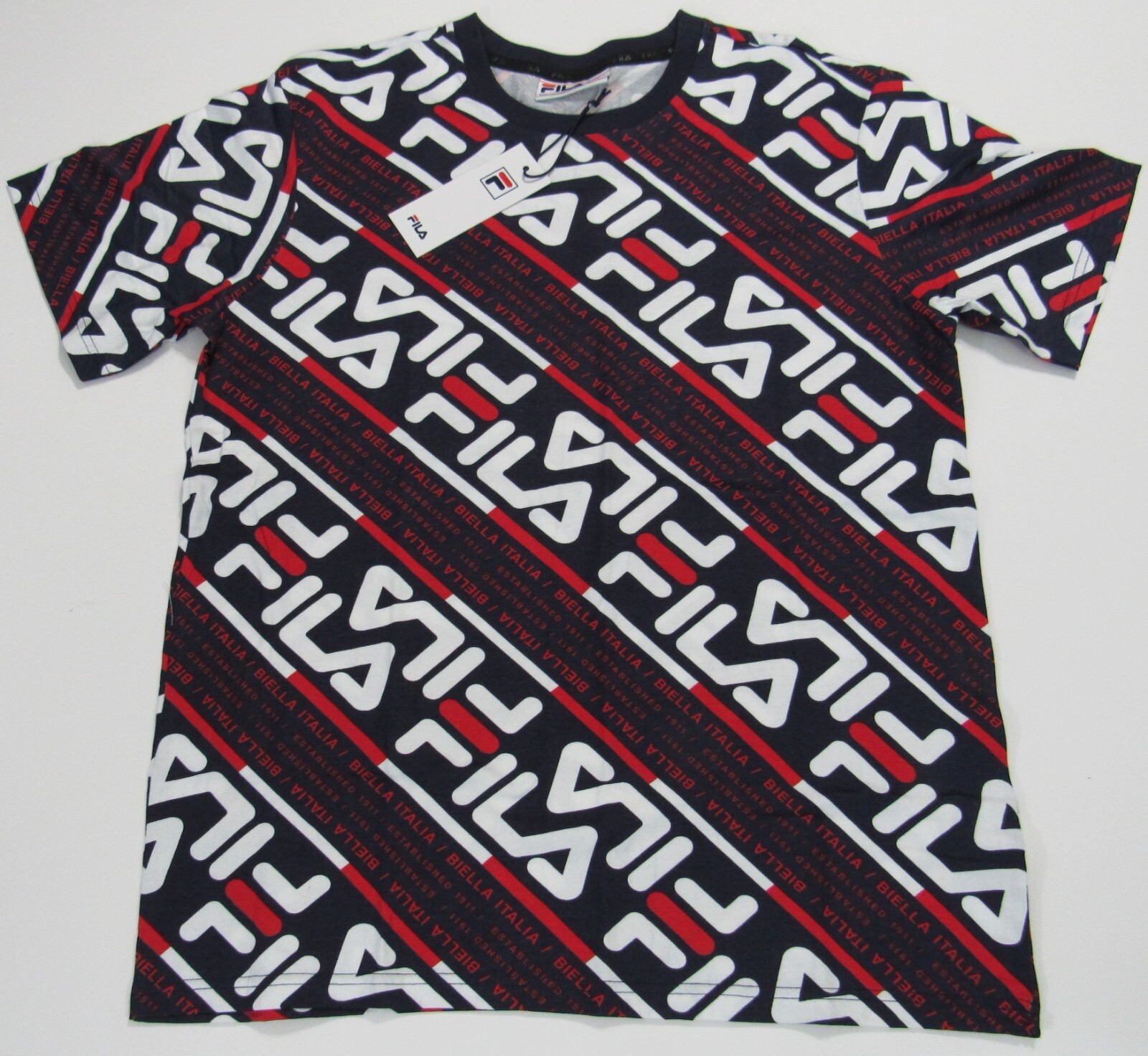 T shirt uomo Fila logo grafico Calvin 100% cotone nuova con etichetta