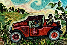 Rumble Seat Ride,  Art Hooking by Dorothy Strouser  Postcard