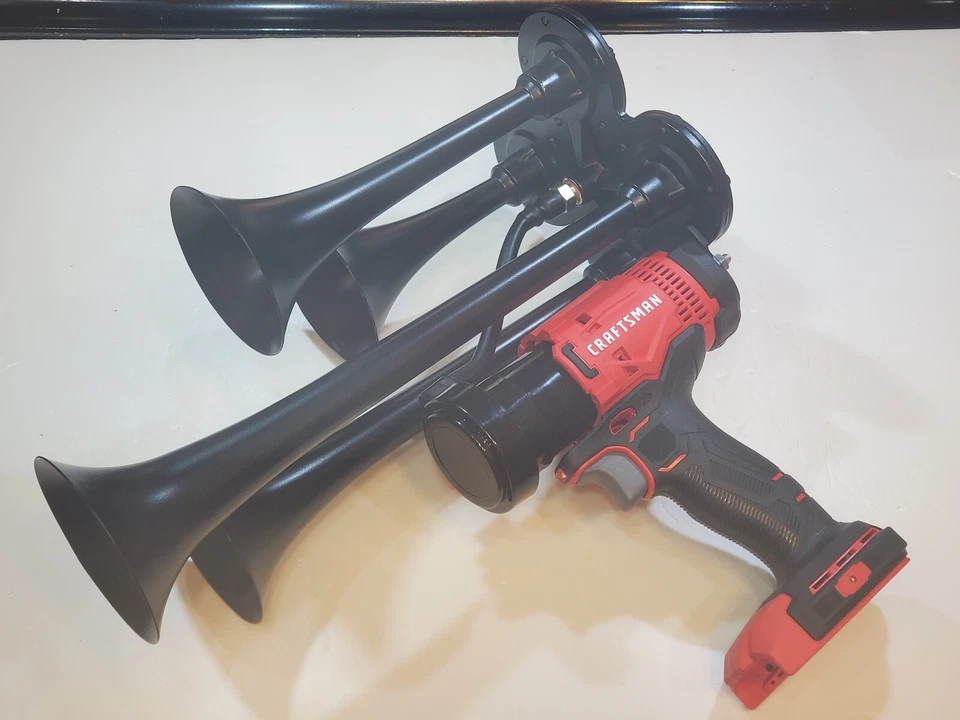 CRAFTSMAN V20 Li-ion Power Air Horn,Train Horn Compressor, QUAD Metal Black 14" - Image 2 of 4