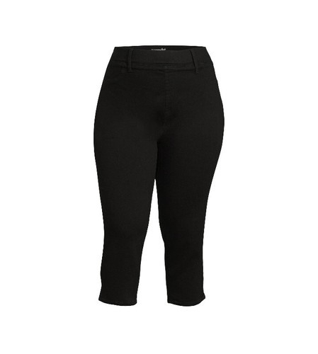 Terra & Sky Plus Size 1X, 16W-18W Pull-On Capri Jeggings 23” Inseam Color Balck - 第 1/4 張圖片