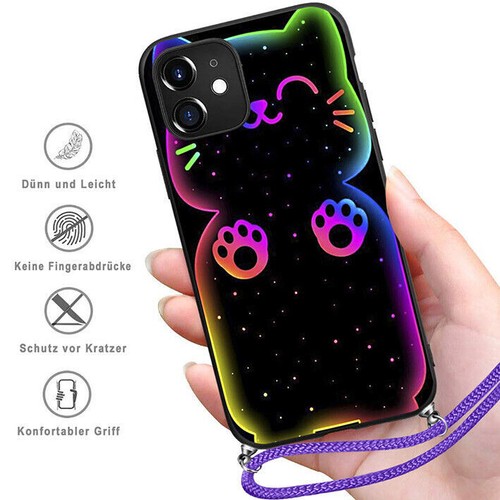 Silikon TPU Handy Schutz Hülle + Band Handykette Cover Kordel LILA NBX-15 # - Zdjęcie 8 z 10