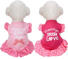 2 Pieces Dog Dresses for Small Dogs Cute Girl Female Dog Dress Mommy Puppy Shir