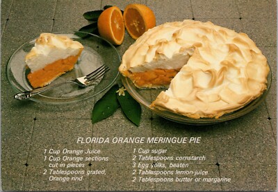 FLORIDA ~ Delicious Orange Meringue Pie Recipe Postcard