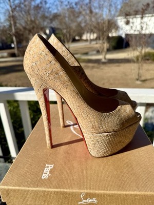 Christian Louboutin Jamie 160 Snake Embossed Leather Peep Toe